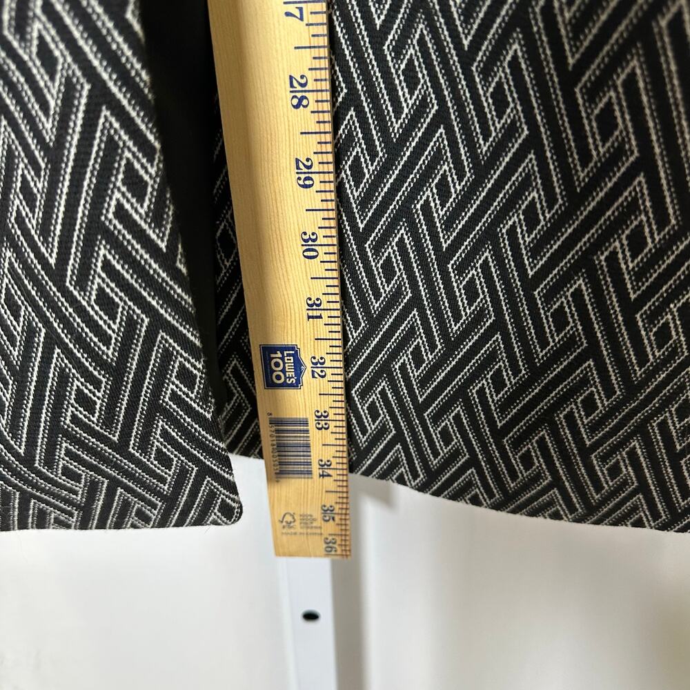 Chico's Black White Open Front Stretch Longline Blazer Jacket Sz 2 (L) Office - Picture 11 of 11